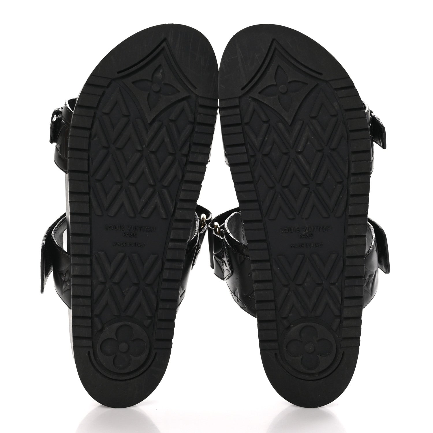 Louis Vuitton Lambskin Embossed Monogram Bom Dia Flat Mule Sandals 38.5 Black 5 of 9
