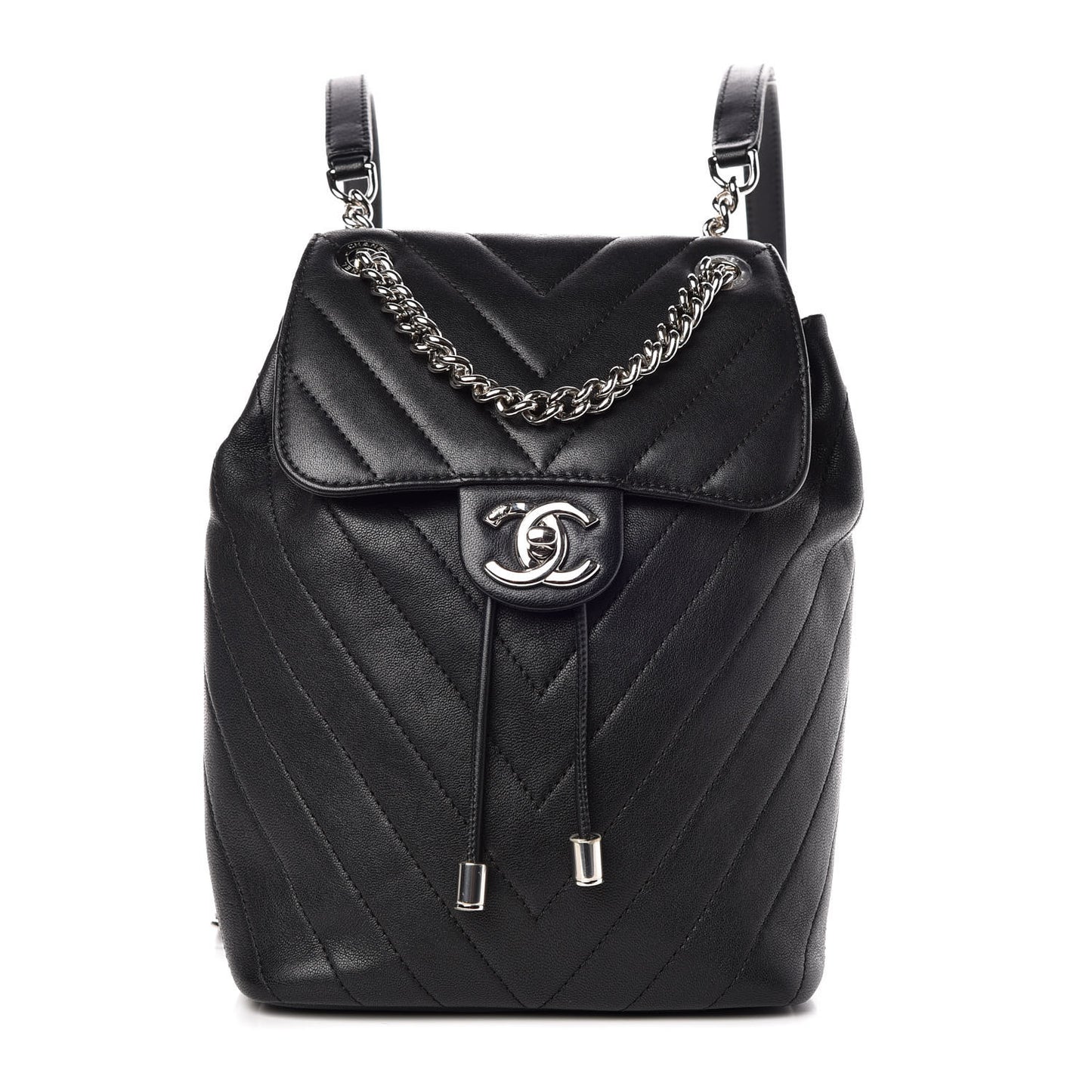 Calfskin Mini Coco Chevron Backpack Black