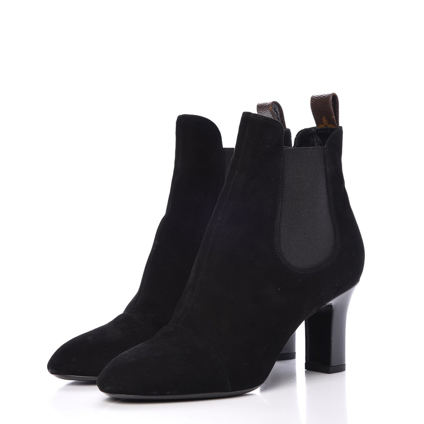 Suede Monogram Uniformes Cap Toe Chelsea 75mm Ankle Boots 38 Black