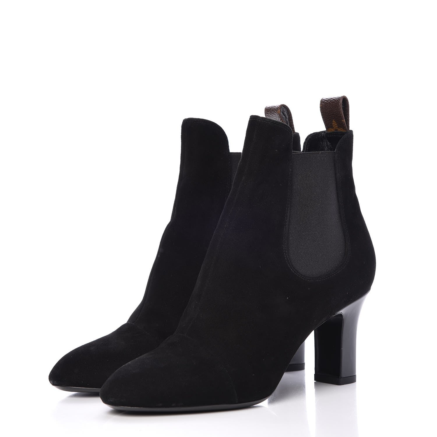 Louis Vuitton Suede Monogram Uniformes Cap Toe Chelsea 75mm Ankle Boots 38 Black 3 of 11