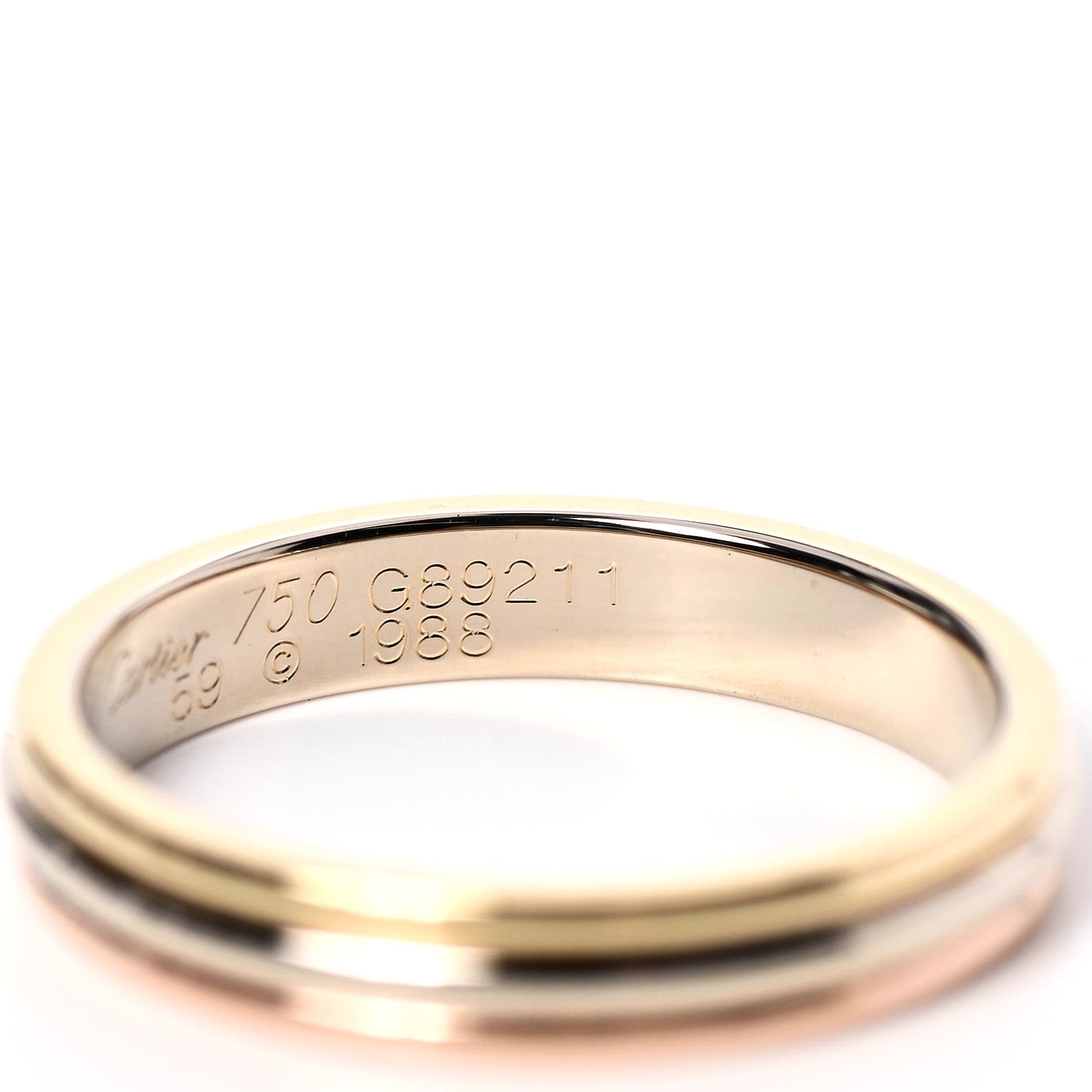 Cartier 18K Pink White Yellow Gold 3.8mm Trinity Wedding Band Ring 59 8.75 10 of 10