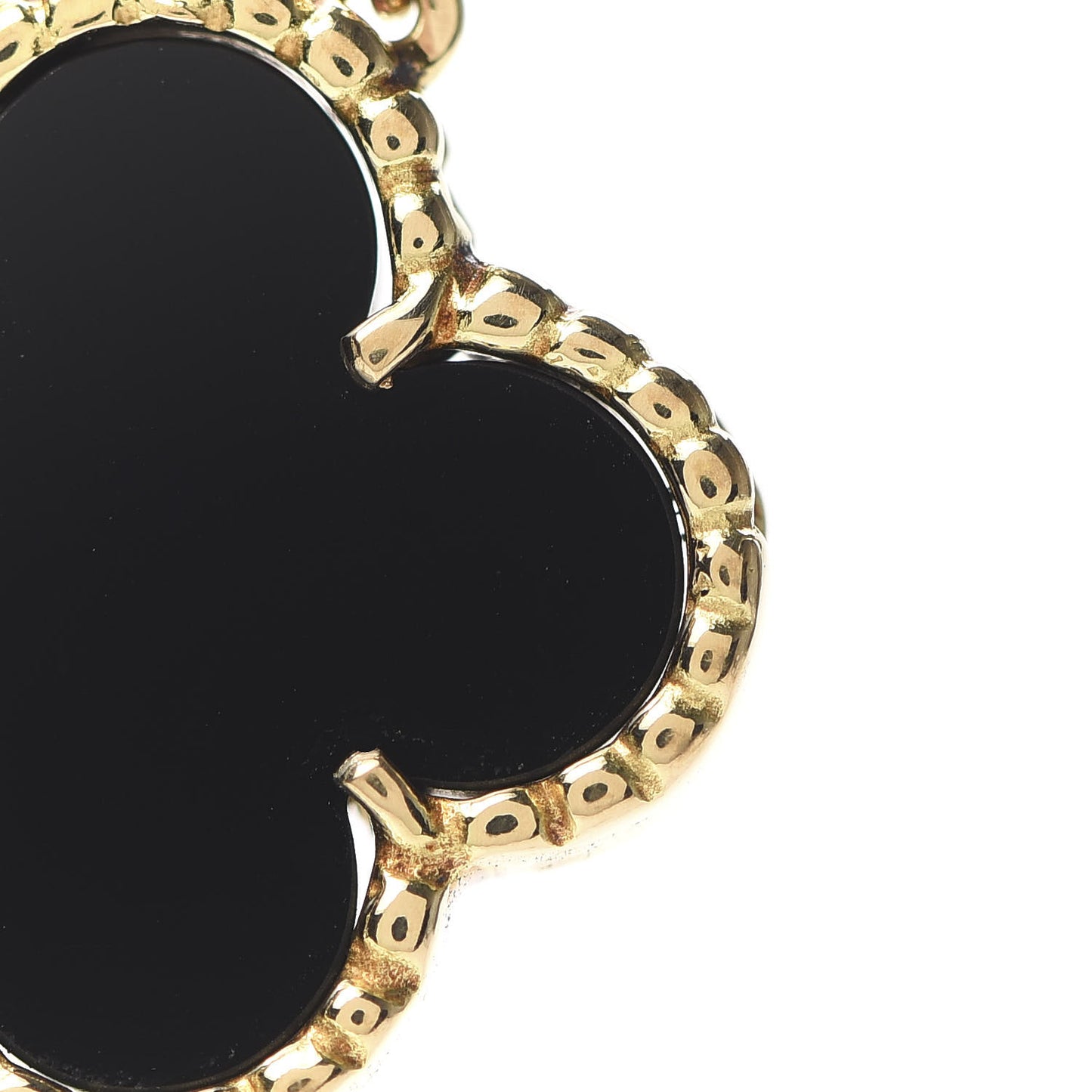 18K Yellow Gold Black Onyx Vintage Alhambra Pendant Necklace