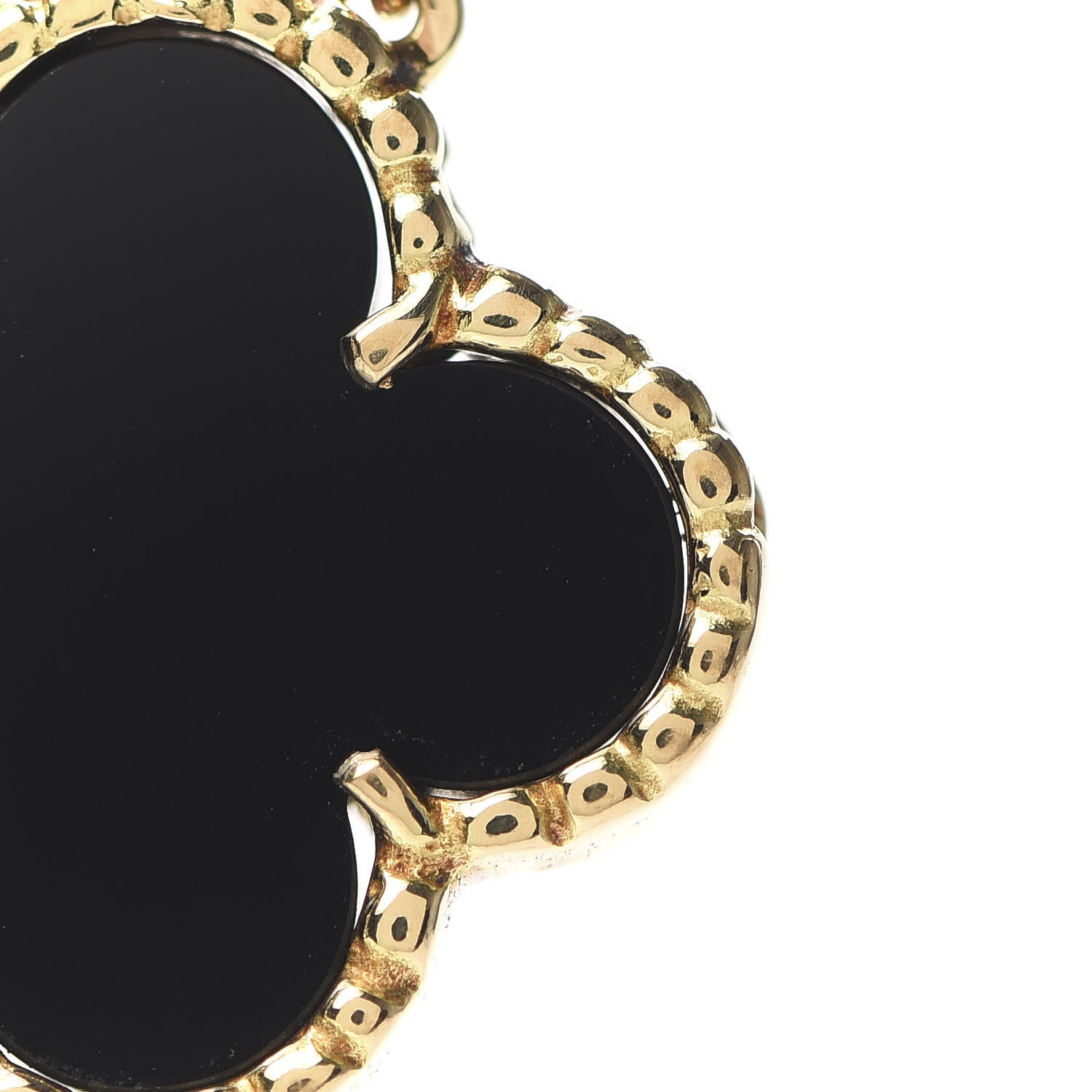 Van Cleef & Arpels 18K Yellow Gold Black Onyx Vintage Alhambra Pendant Necklace 11 of 11