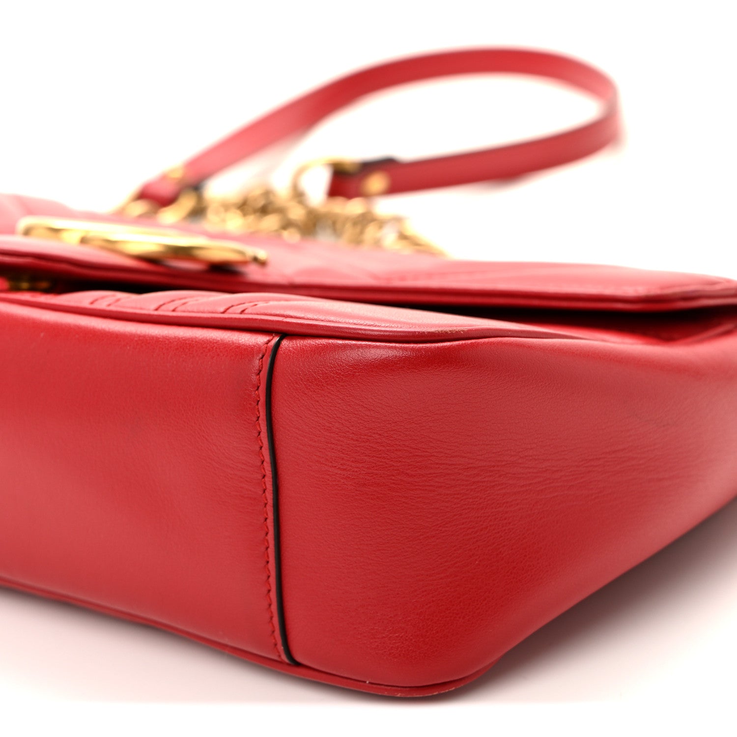 Gucci Calfskin Matelasse Small GG Marmont Shoulder Bag Hibiscus Red 10 of 12