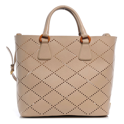 Prada Saffiano Perforated Tote Sabbia 1 of 8