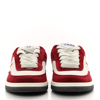 Chanel Suede Kidskin Womens CC Sneakers 36 Burgundy White 2 of 11