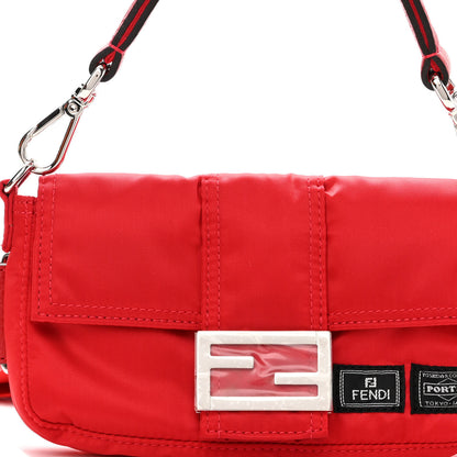 Fendi X PORTER Nylon Cuoio Roma Mini Phone Baguette Belt Bag Cardinale Fuoco 7 of 9