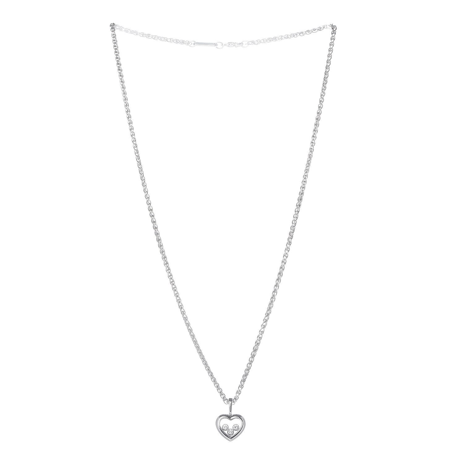 Chopard 18K White Gold 3 Happy Diamonds Icons Heart Pendant Necklace 3 of 7