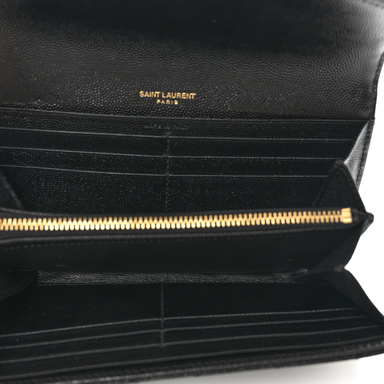Saint Laurent Grain De Poudre Matelasse Chevron Monogram Flap Wallet Black 5 of 7