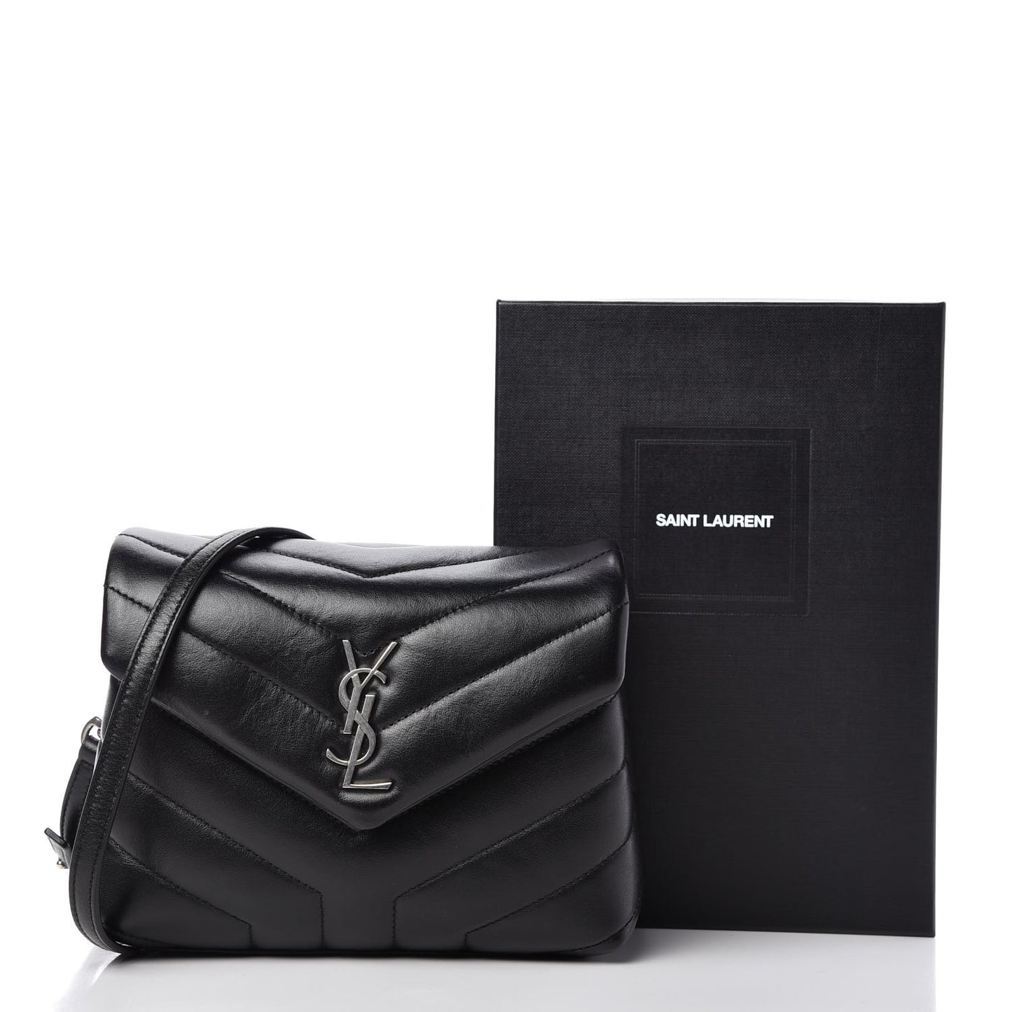 Calfskin Y Quilted Monogram Toy Loulou Crossbody Bag Black