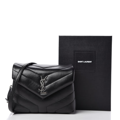 Saint Laurent Calfskin Y Quilted Monogram Toy Loulou Crossbody Bag Black 9 of 9