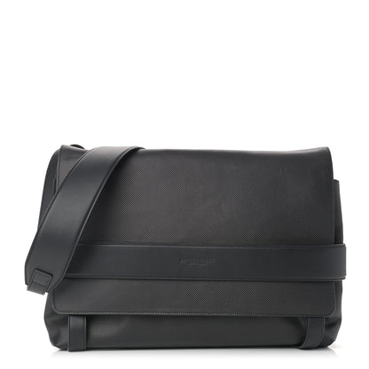 Bottega Veneta Textured Calfskin Messenger Crossbody Bag Black 1 of 9