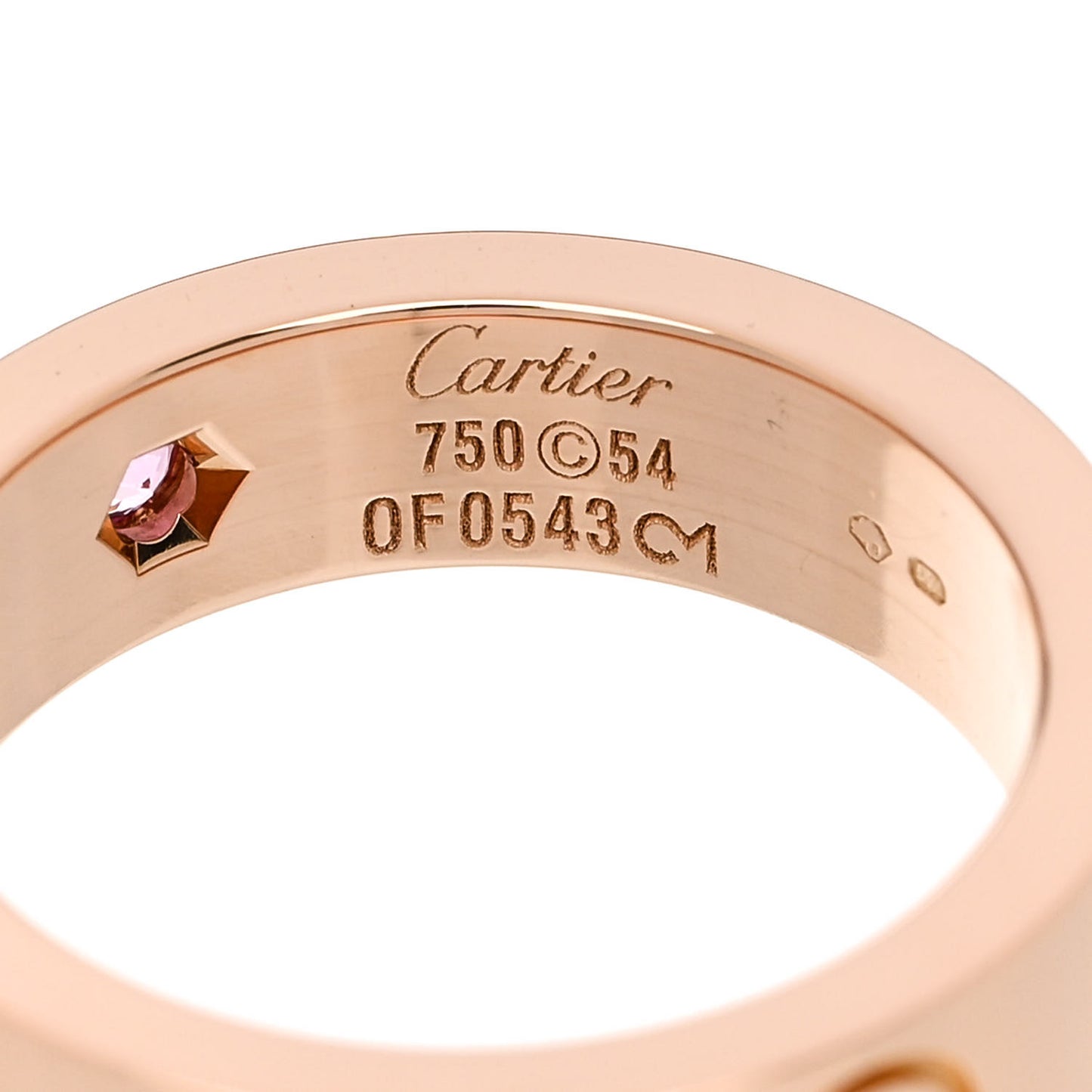 18K Pink Gold Pink Sapphire 5.5mm LOVE Ring 54 6.75