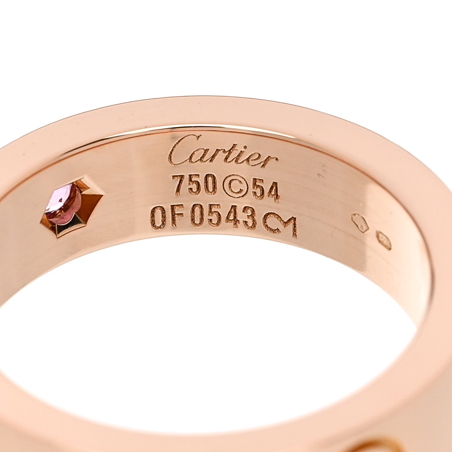 Cartier 18K Pink Gold Pink Sapphire 5.5mm LOVE Ring 54 6.75 4 of 5