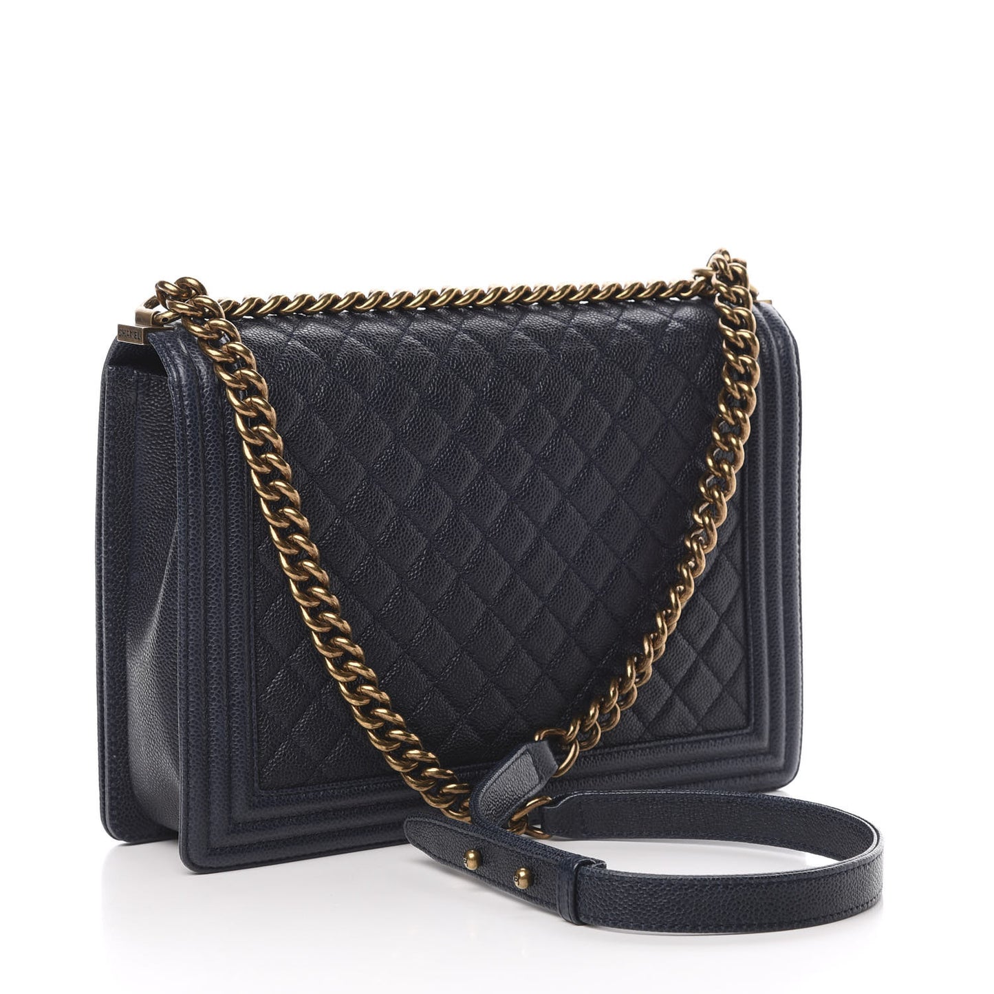 Caviar Quilted Large Boy Flap Blue