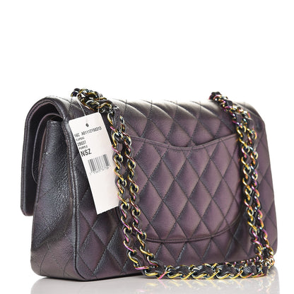 Chanel Iridescent Goatskin Quilted Medium Double Flap Purple 4 of 9