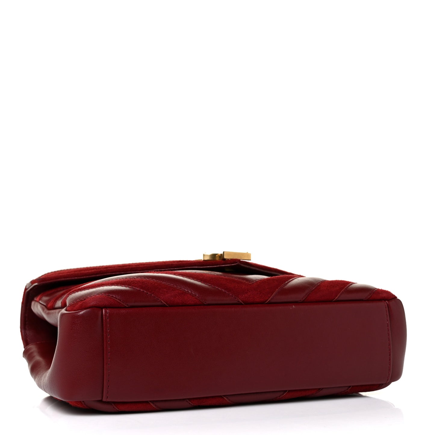 Calfskin Suede Matelasse Chevron Medium Monogram College Bag Burgundy