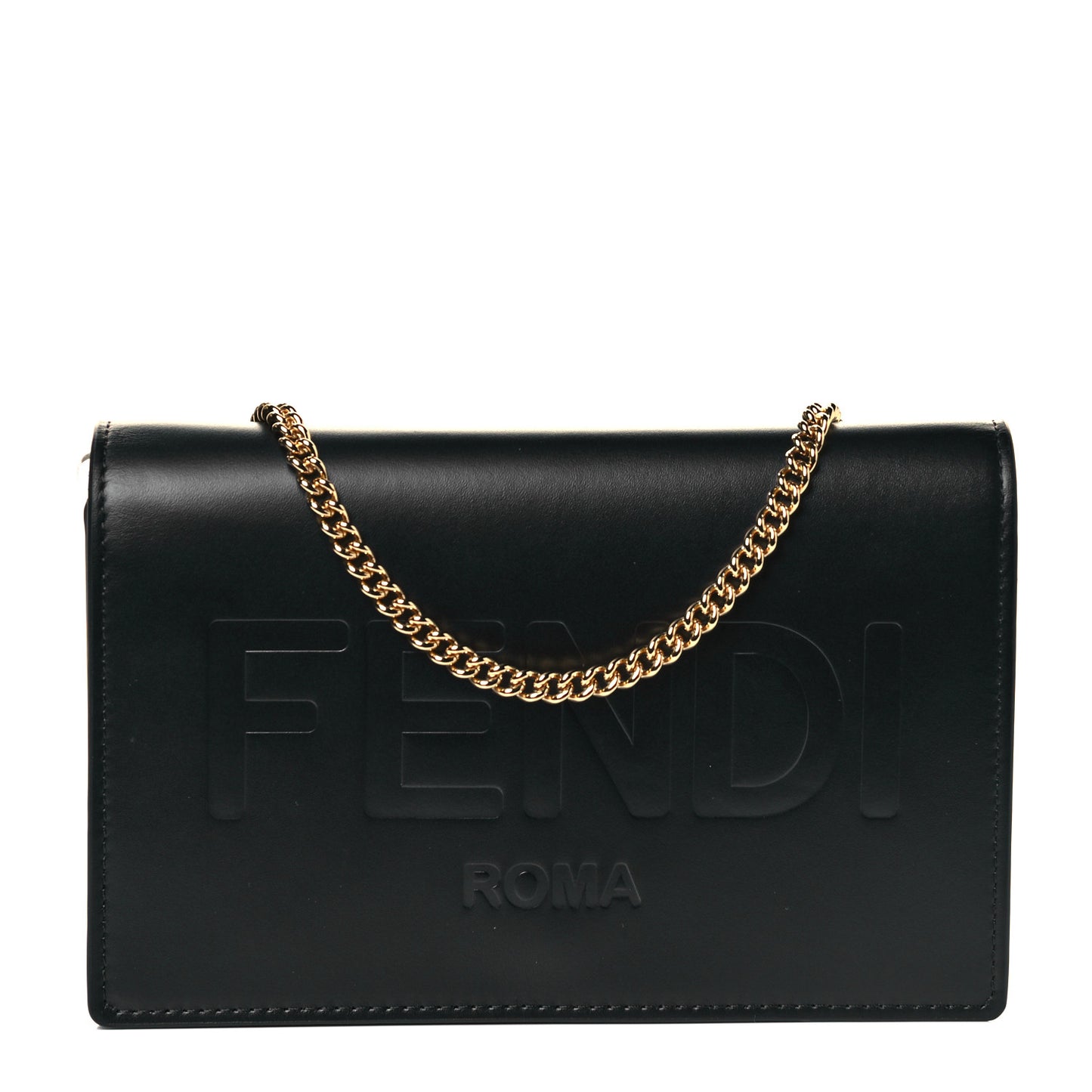 Vitello King Tamponato Logo Embossed Medium Wallet On Chain Black