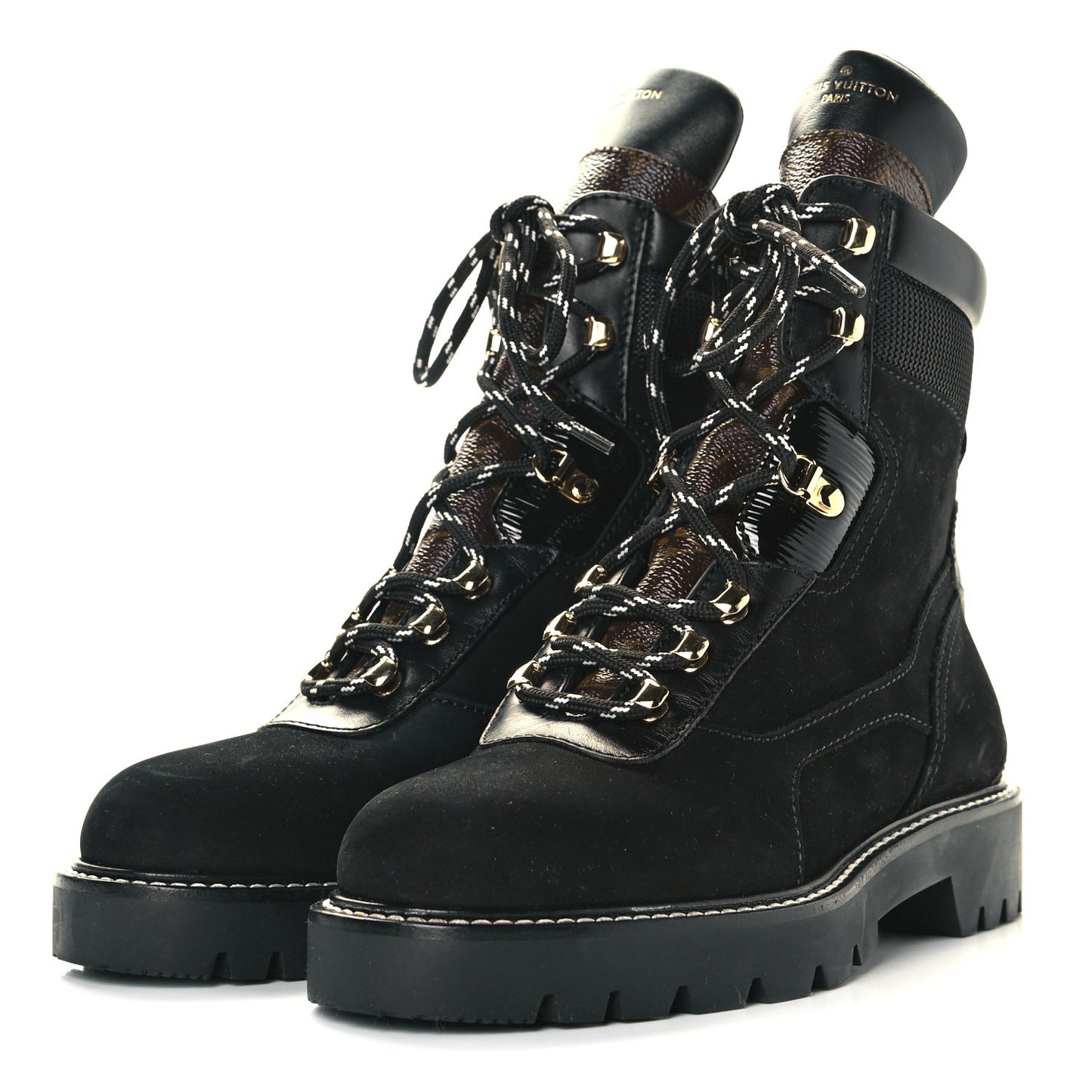 Nubuck Epi Monogram Territory Flat Ranger Boots 37.5 Black