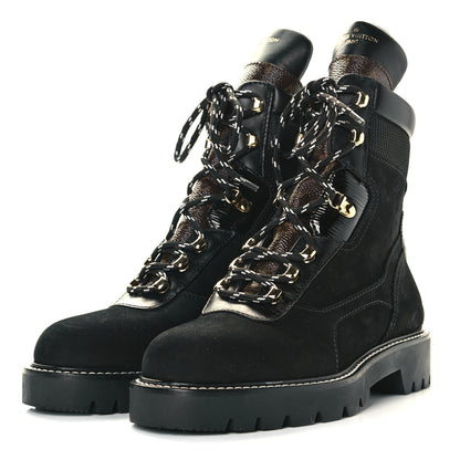 Louis Vuitton Nubuck Epi Monogram Territory Flat Ranger Boots 37.5 Black 3 of 8