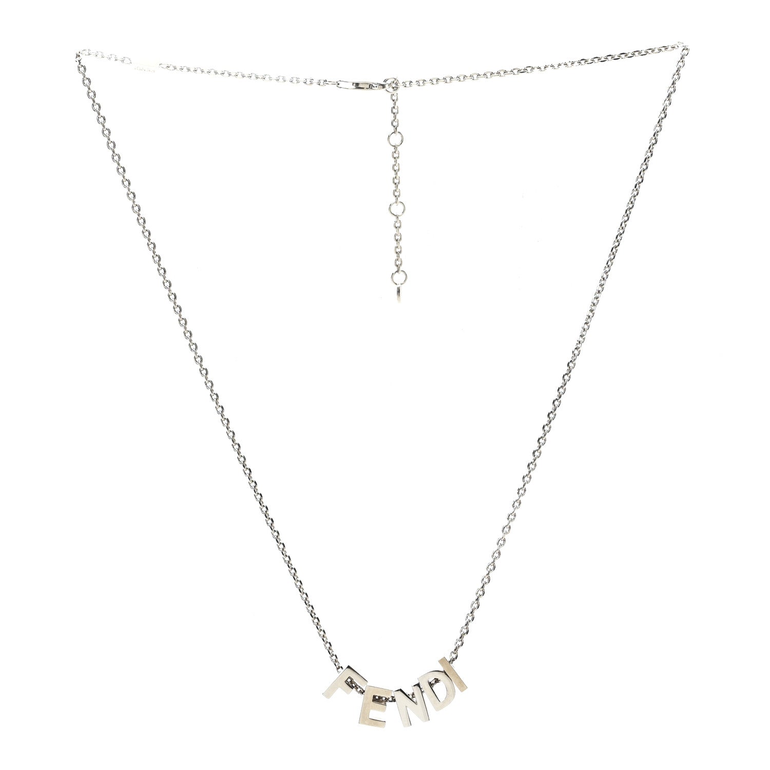 Fendi Metal Logo Charm Necklace Silver 3 of 4