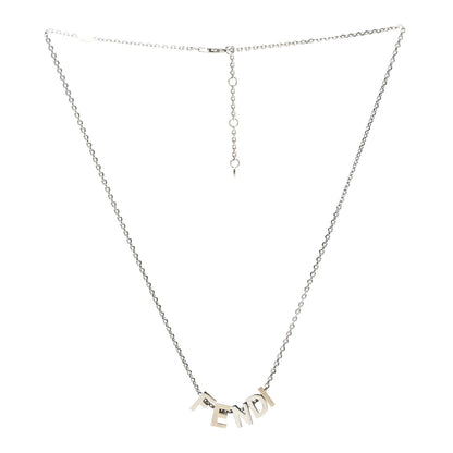 Fendi Metal Logo Charm Necklace Silver 3 of 4