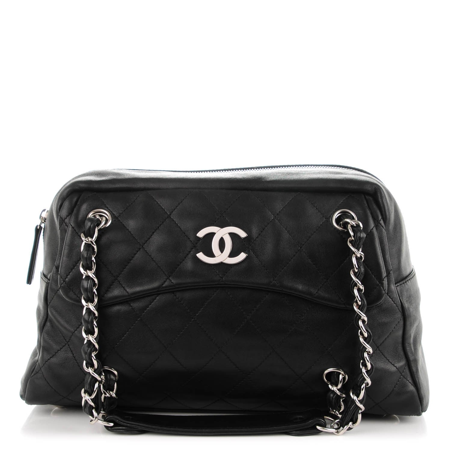 Chanel Lambskin Quilted Medium Chain Around Tote Black 1 of 7
