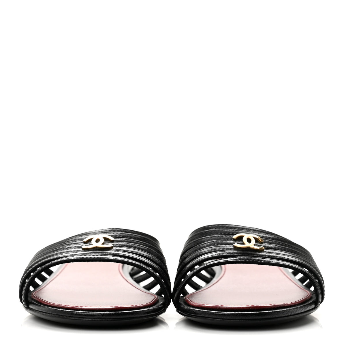 Chanel Goatskin Caged CC Slide Sandals 35.5 Black 3 of 9
