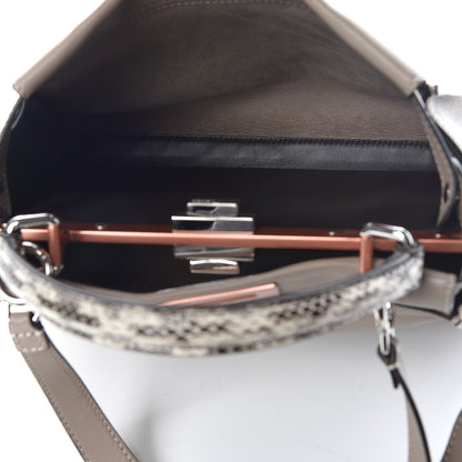 Fendi Vitello Seta Shiny Nappa Elaphe Medium Peekaboo Iconic Satchel Tortora Natural Ebano 6 of 10