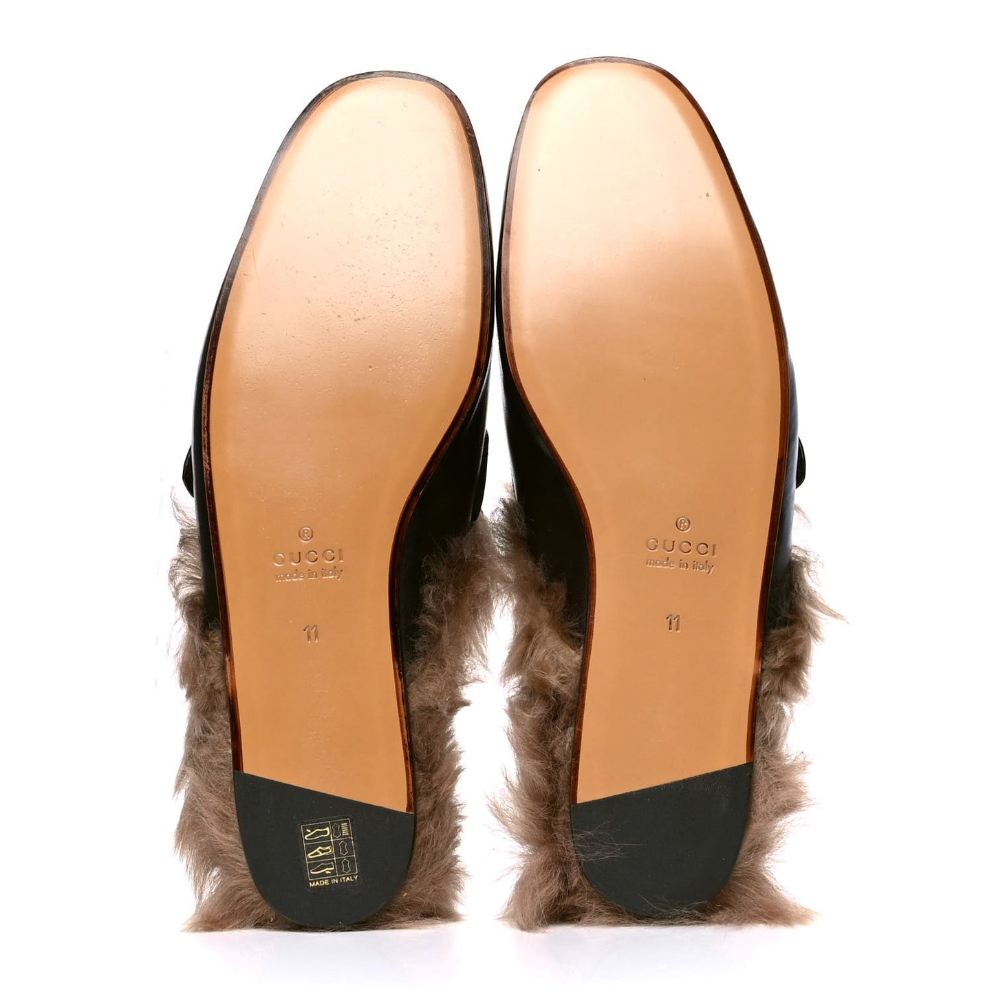 Calfskin Fur Web GG Mens Princetown Slippers 11 Cocoa
