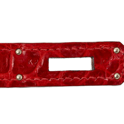 Hermes Shiny Porosus Crocodile Birkin 35 Rouge Vif 7 of 10