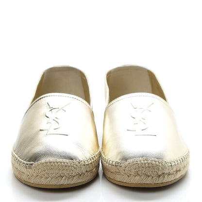 Saint Laurent Metallic Lambskin Monogram Espadrilles 42 Gold 2 of 8