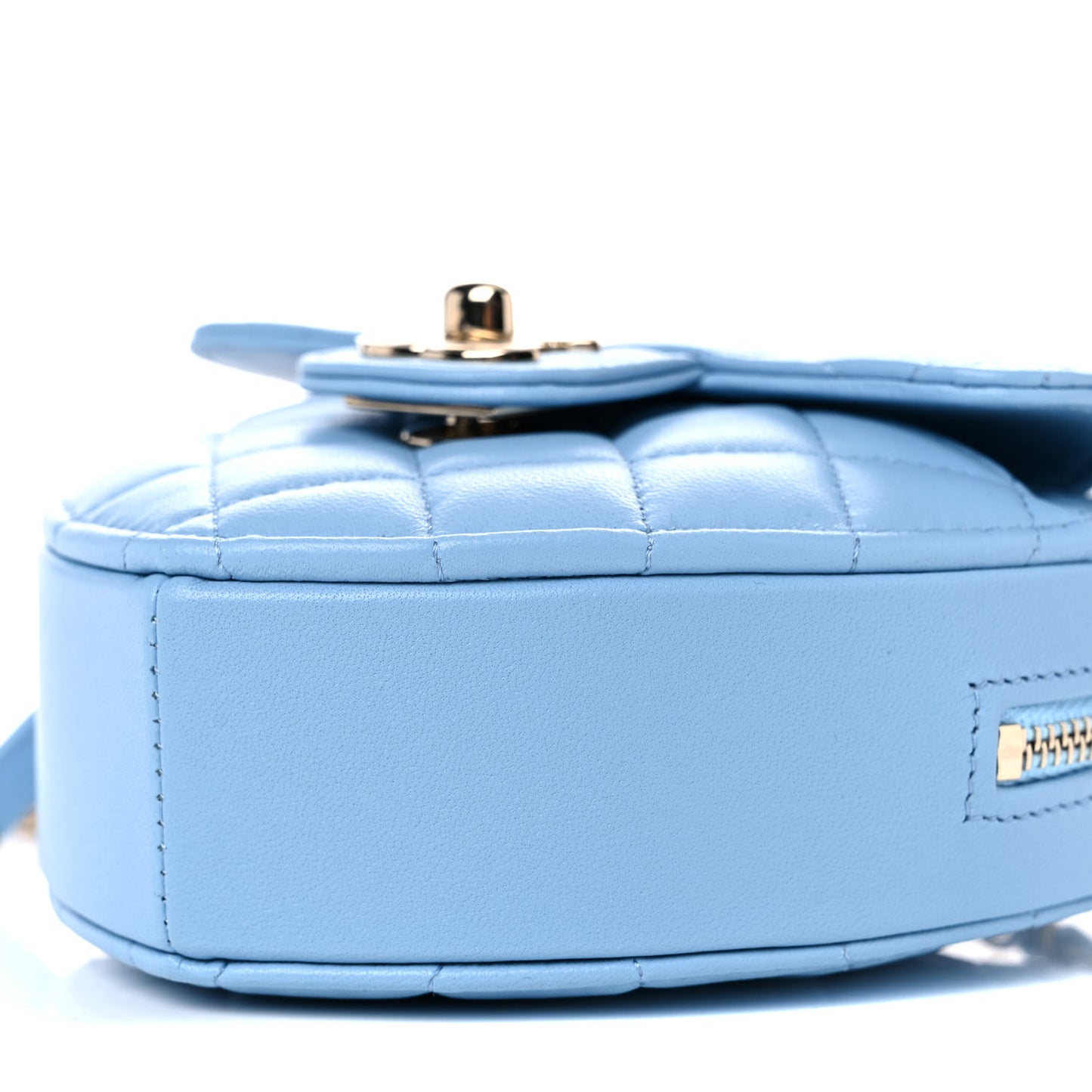 Lambskin Quilted CC In Love Heart Clutch With Chain Light Blue