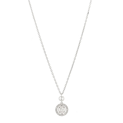 Gucci 18K White Gold Diamond 10mm Icon Twirl Pendant Necklace 1 of 5