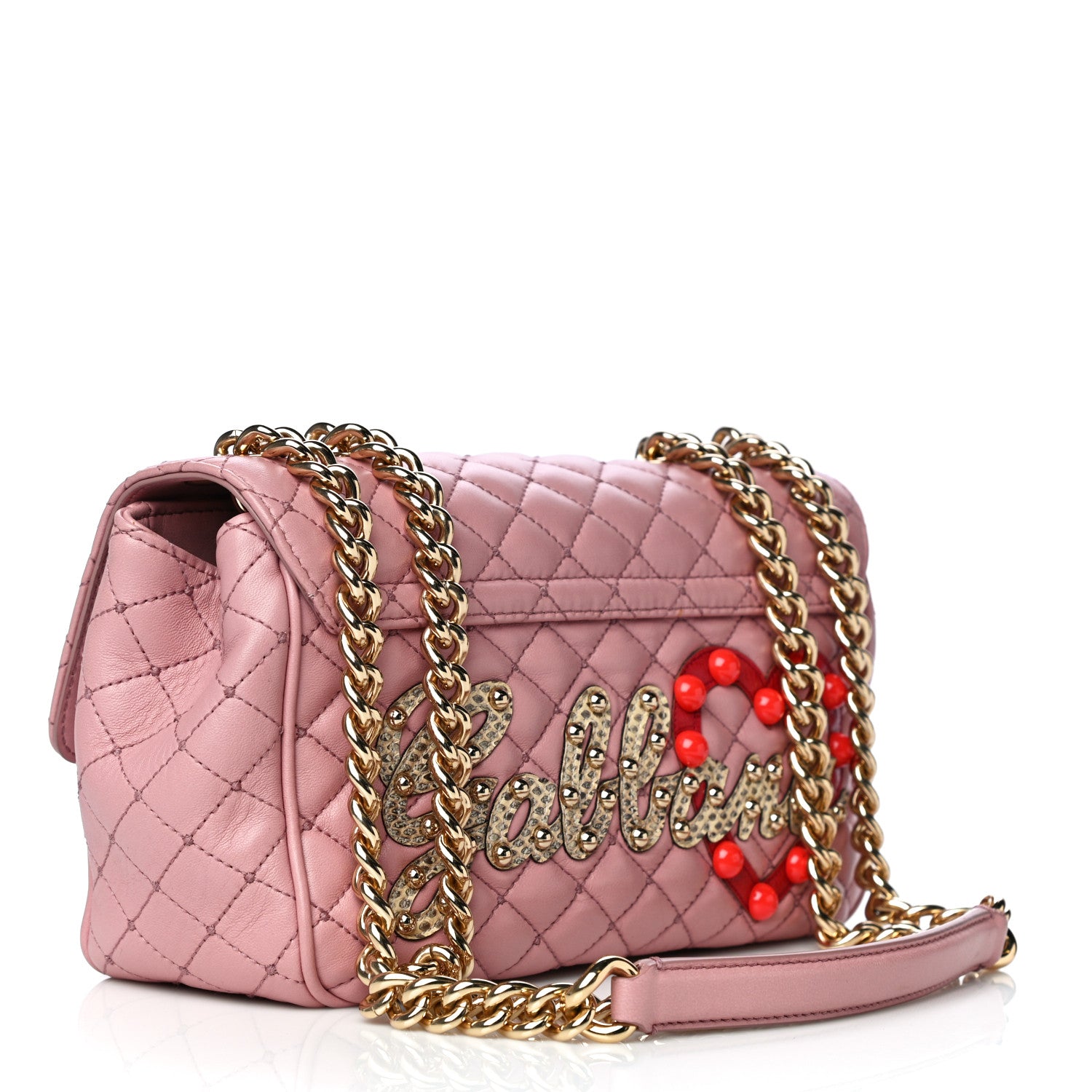 Dolce & Gabbana Lambskin Watersnake Embellished Lucia Shoulder Bag Rosa 2 of 15