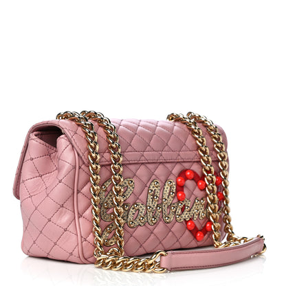 Dolce & Gabbana Lambskin Watersnake Embellished Lucia Shoulder Bag Rosa 2 of 15