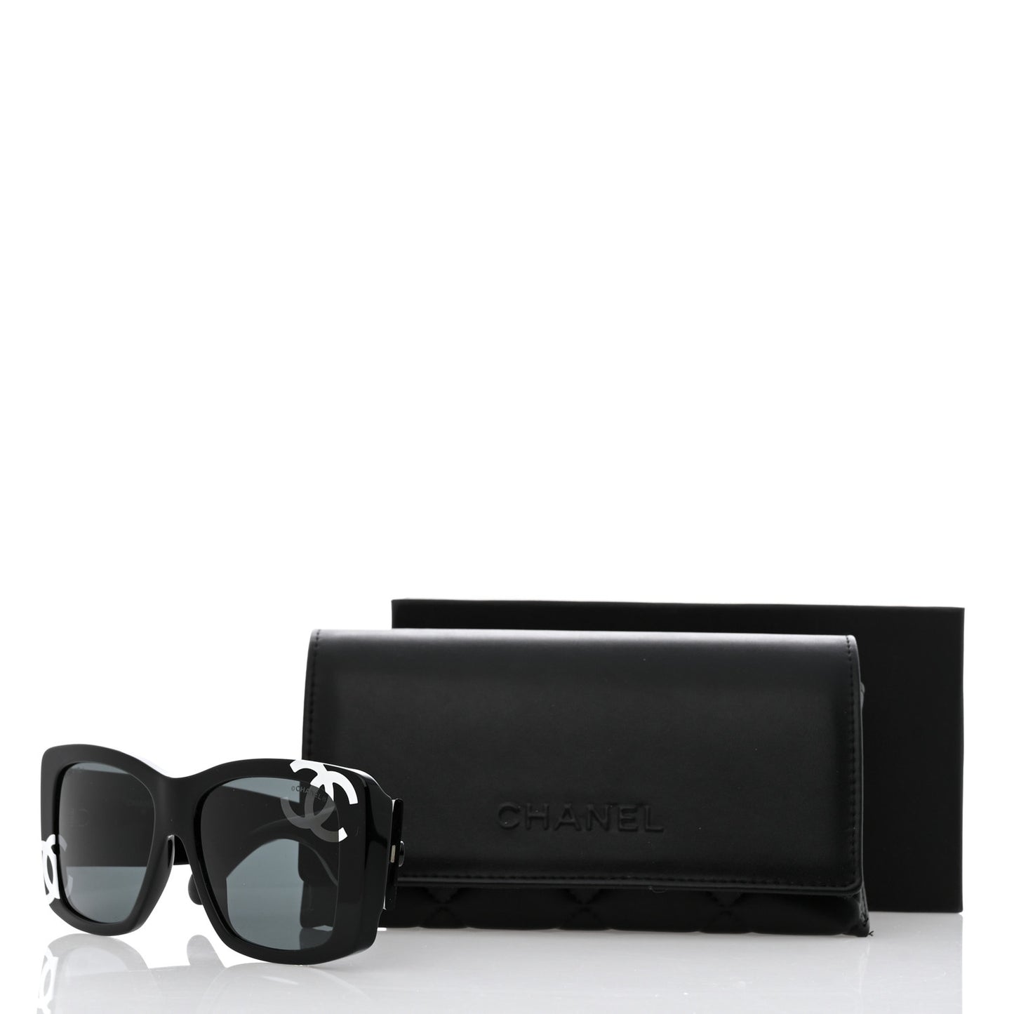 Acetate CC Logo Square Sunglasses 71472 Black