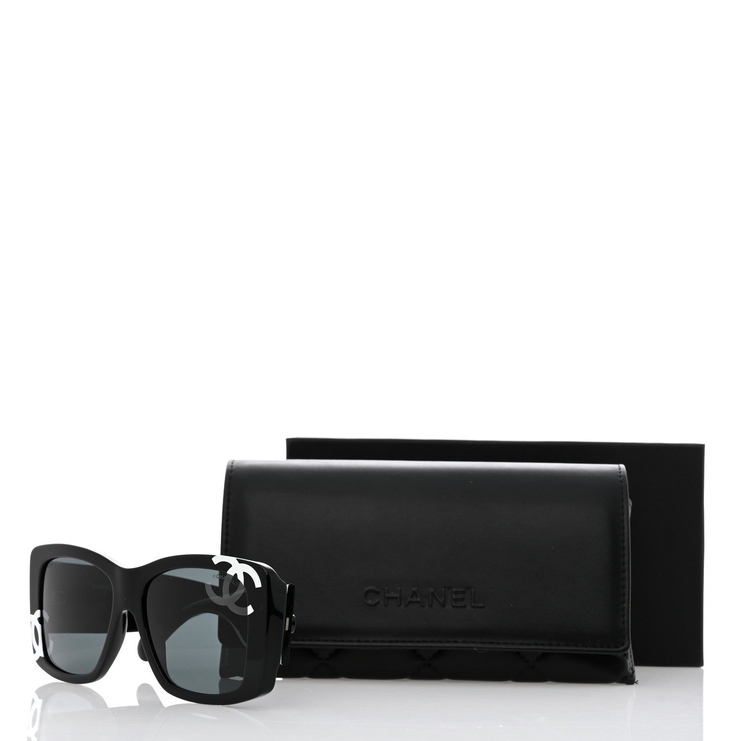 Chanel Acetate CC Logo Square Sunglasses 71472 Black 8 of 8