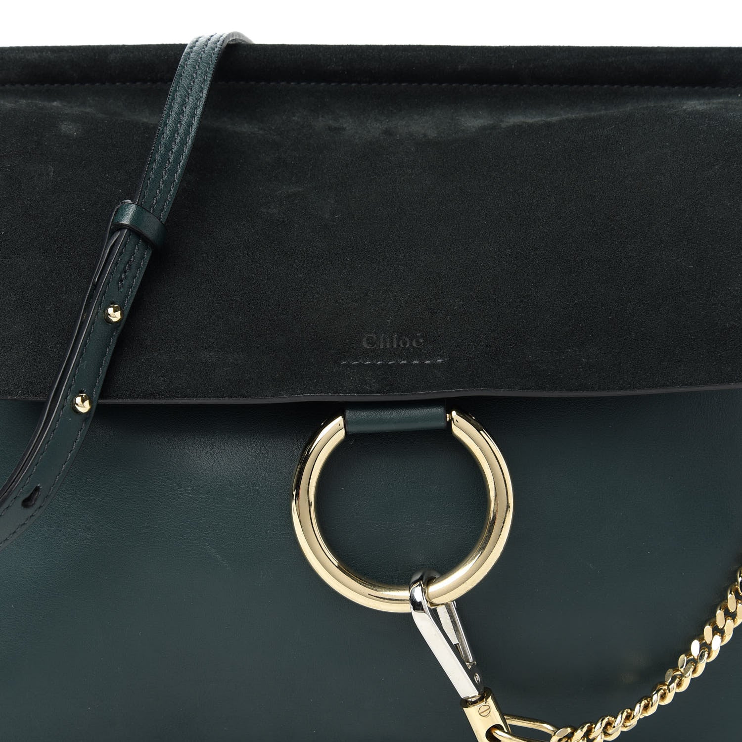 Chloe Suede Calfskin Medium Faye Shoulder Bag Intense Green 10 of 10