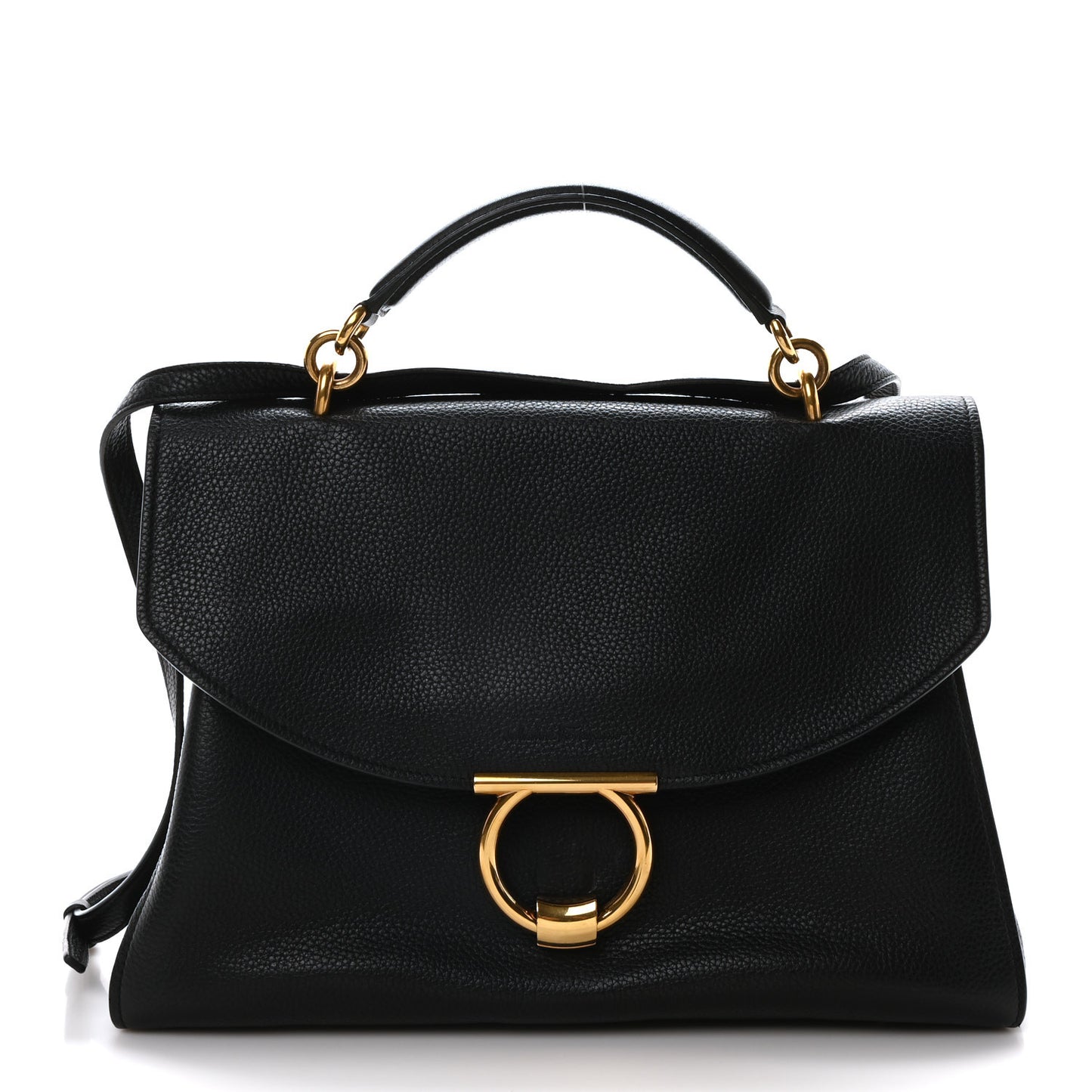 Calfskin Medium Margot Top Handle Satchel Black