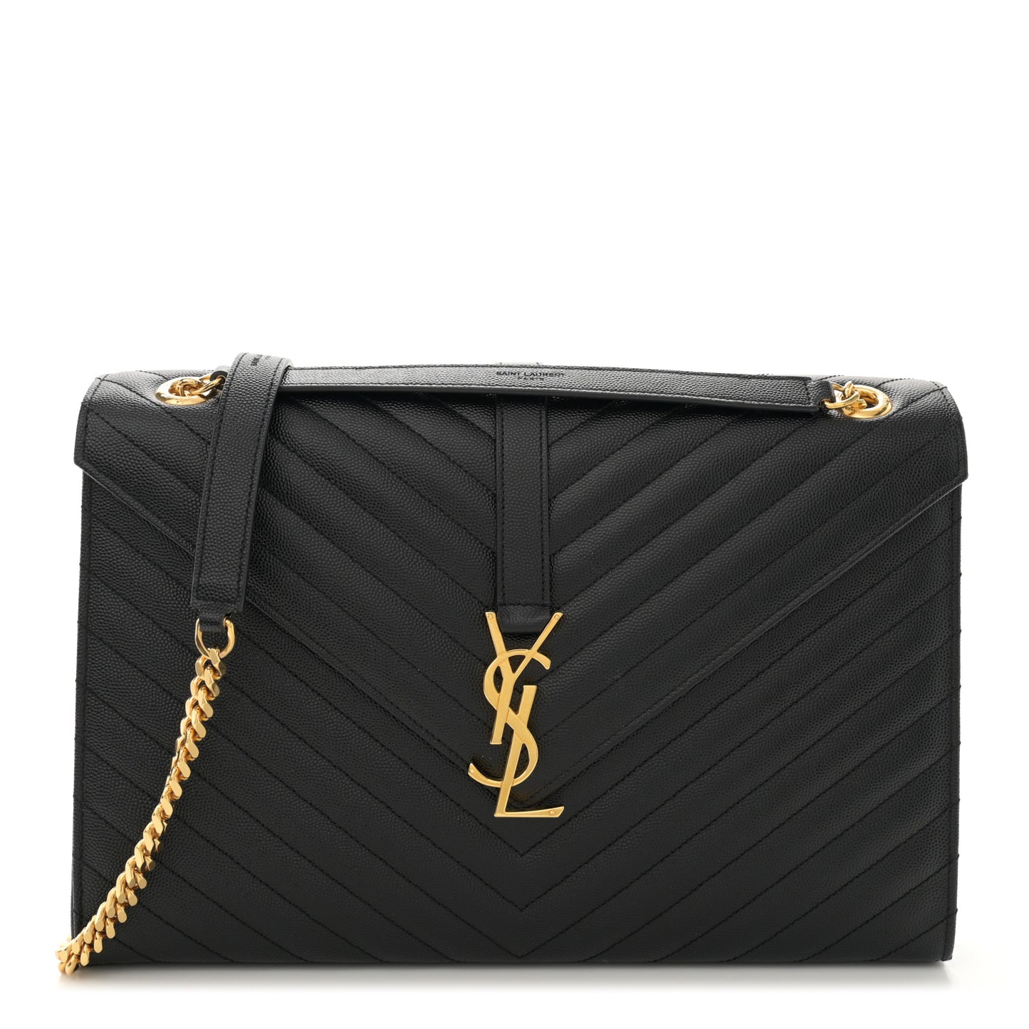 Grain De Poudre Matelasse Chevron Large Monogram Satchel Black