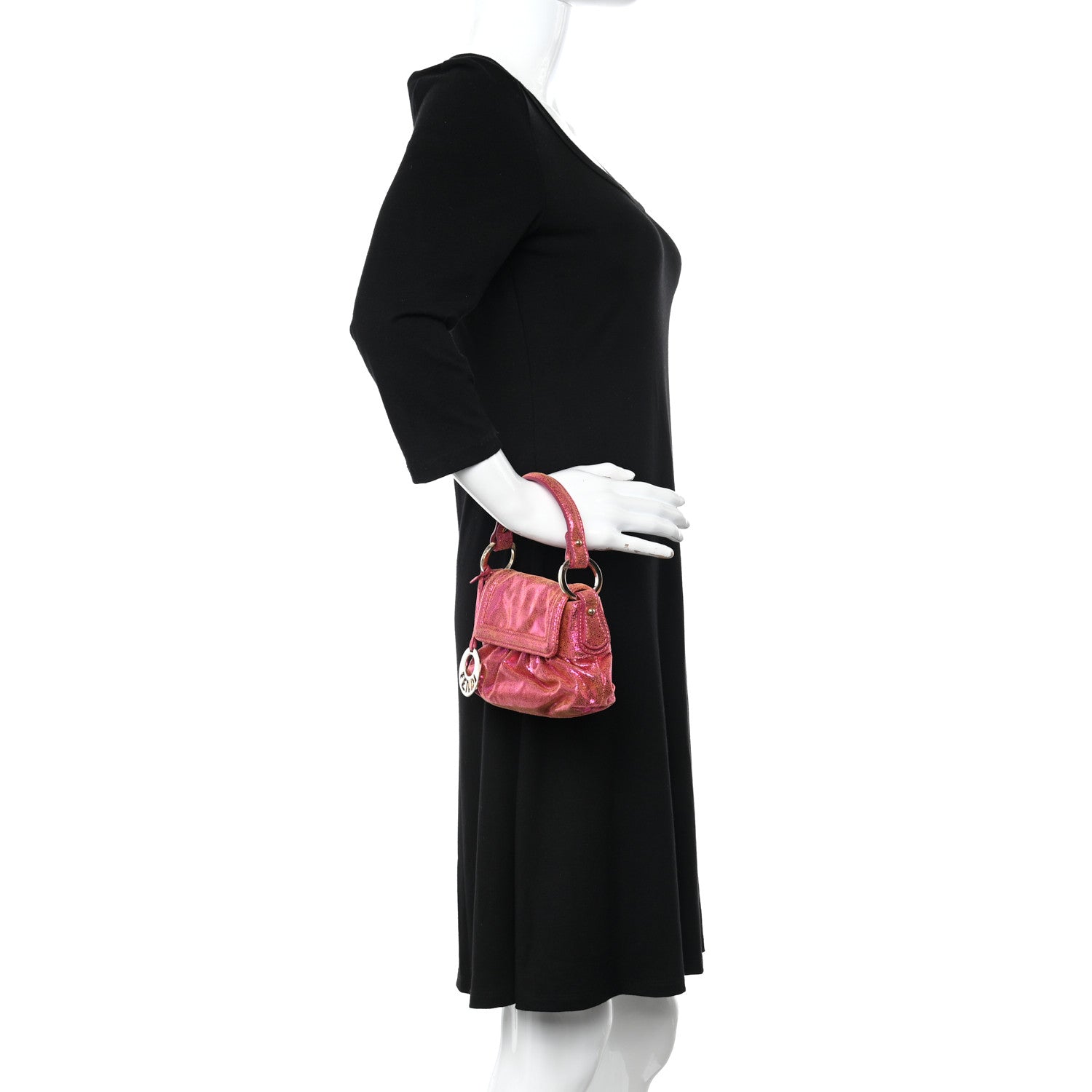 Fendi Metallic Nappa Mini Chef Shoulder Bag Pink 2 of 11
