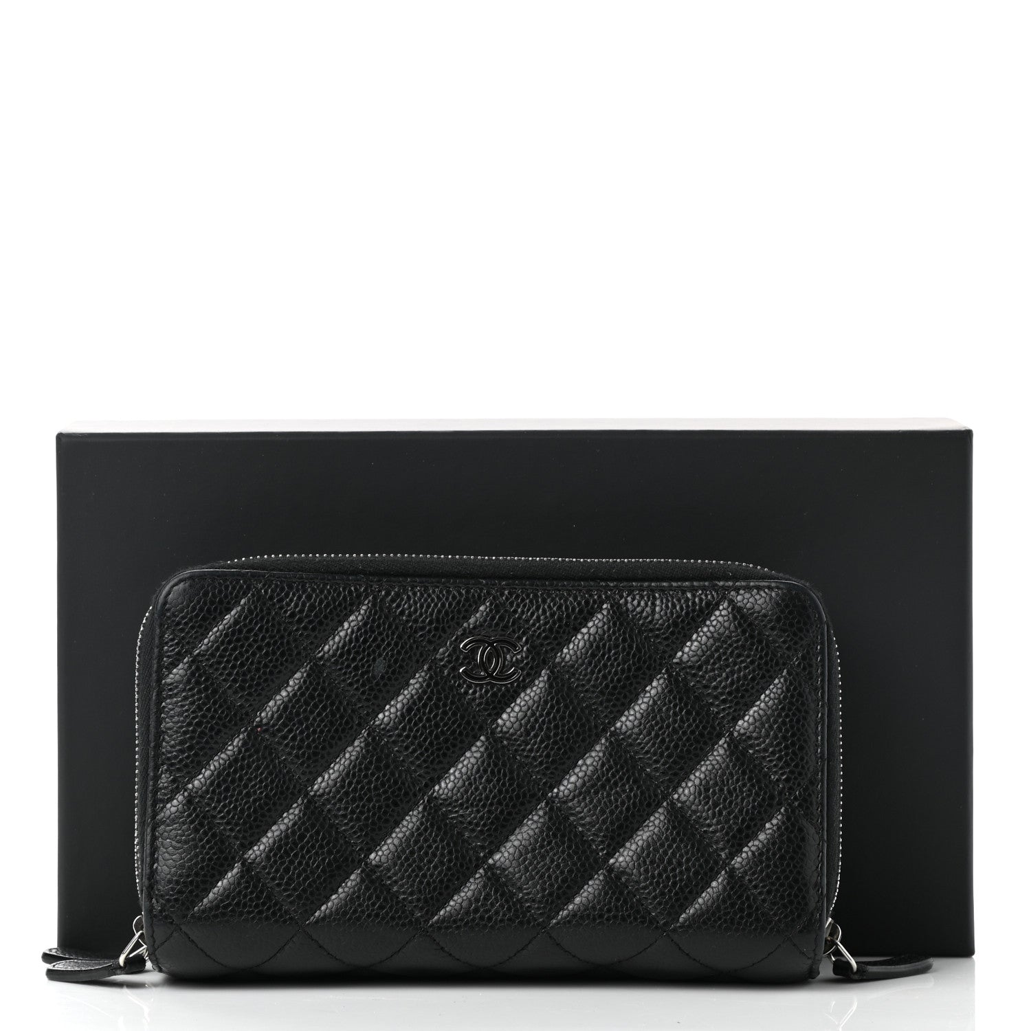 Chanel Caviar Quilted Triple Zip Wallet Black 10 of 10