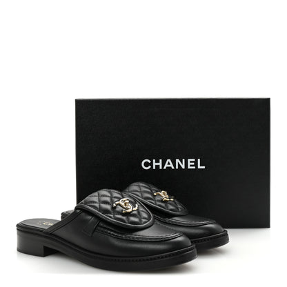 Chanel Lambskin Quilted CC Turnlock Mules 39 Black 10 of 10
