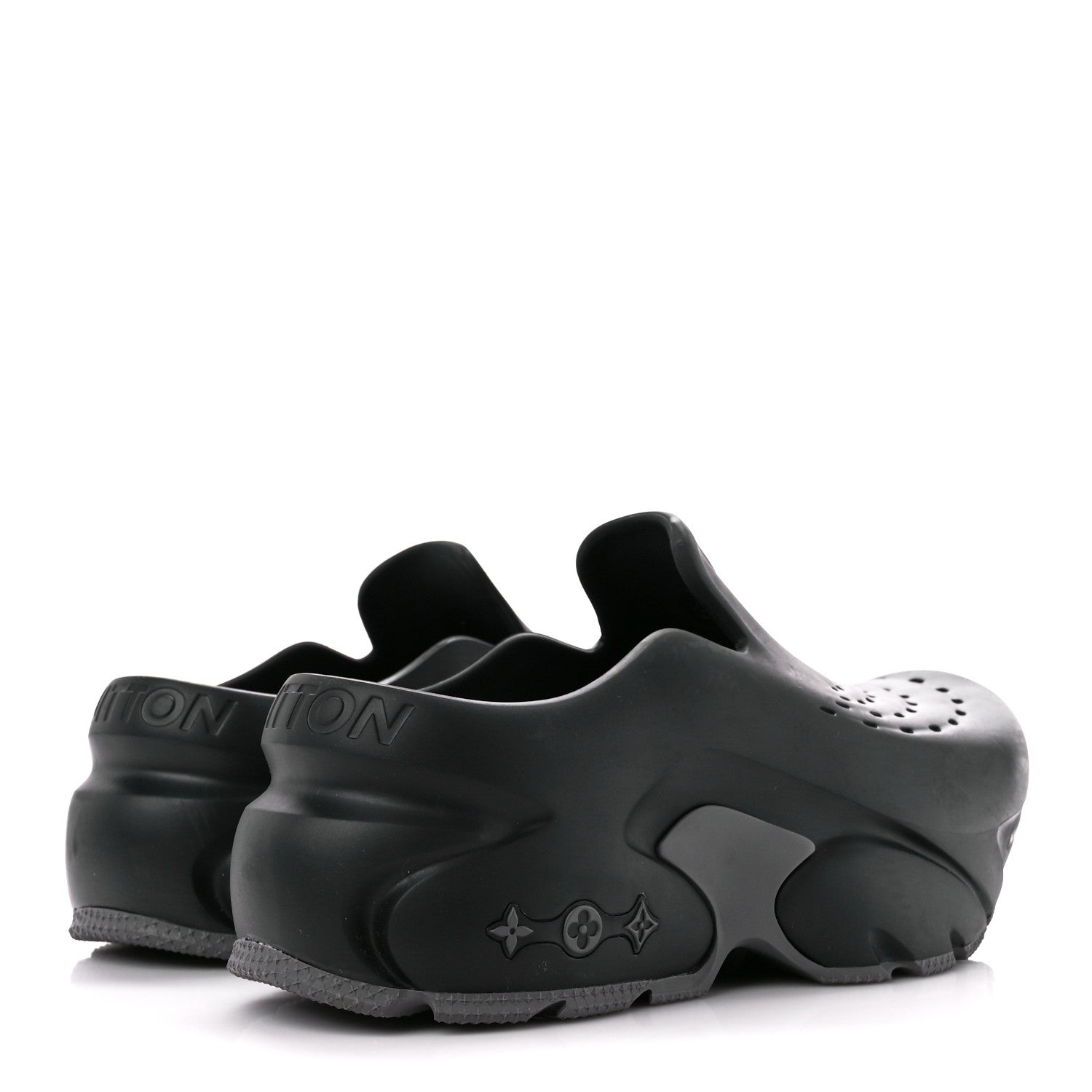 Louis Vuitton Rubber Mens Shark Clogs 7 8 Black 4 of 11
