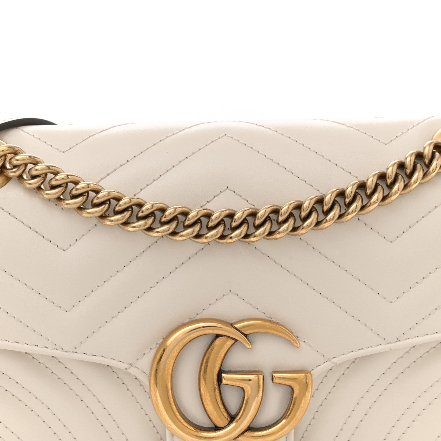 Gucci Calfskin Matelasse Small GG Marmont Shoulder Bag White 8 of 12