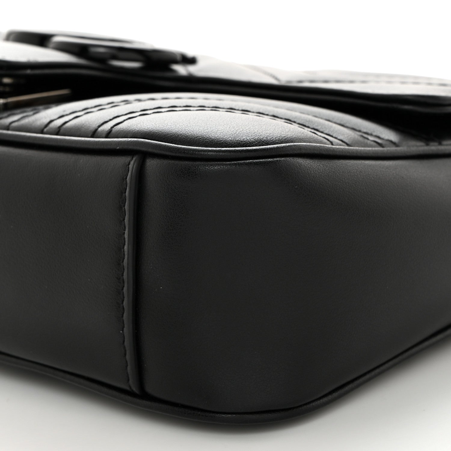 Gucci Calfskin Matelasse Monochrome Mini GG Marmont Shoulder Bag Black 10 of 10