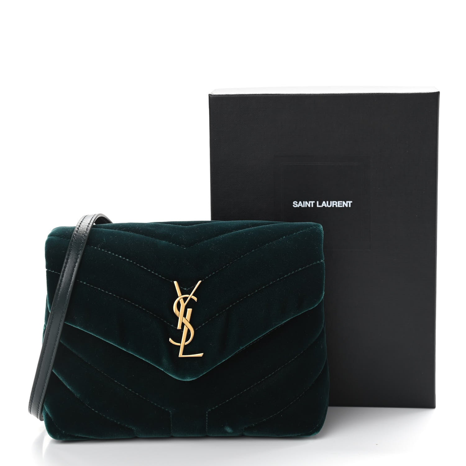 Saint Laurent Velvet Y Quilted Monogram Toy Loulou Crossbody Bag Dark Ottanio 15 of 15
