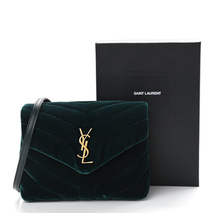 Saint Laurent Velvet Y Quilted Monogram Toy Loulou Crossbody Bag Dark Ottanio 15 of 15