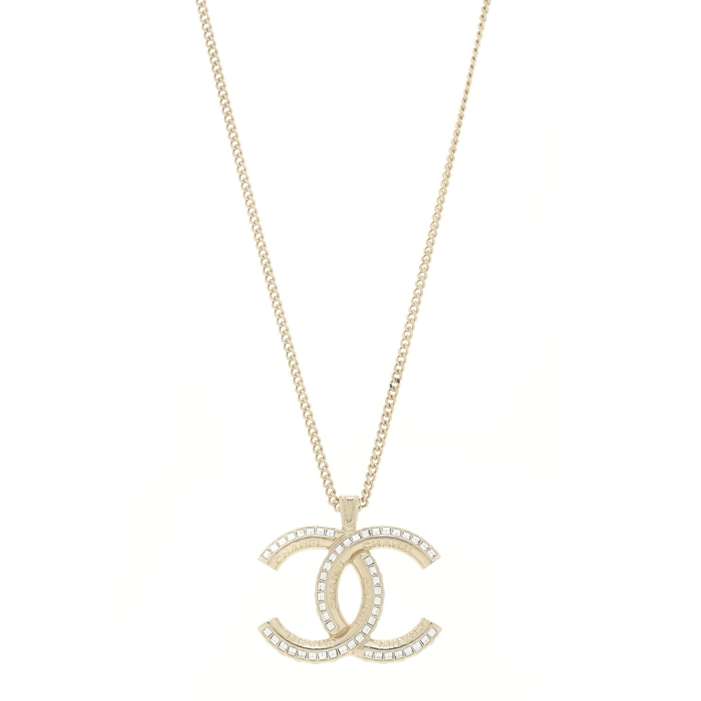 Crystal CC Chain Necklace Gold